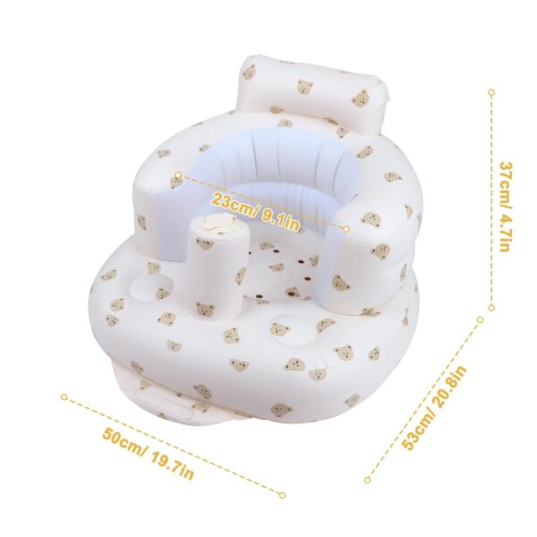 Baby Inflatable Seat with Suction Cups for Babies 3 Months & Up, Baby Floor Seats for Sitting Up with Built in Air Pump, Blow Up Baby Chair for Infants - Bear Head - Image 4