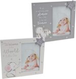 Set of 2 New Baby Photo Frames Unisex White/Grey Nursery Baby Shower - Image 6