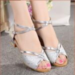 School Shoes Size 9 Girls Children's Latin Dance Shoes Indoor Soft Flat Heel Sequins Dance Shoes Satin Indoor Dance Shoes White Shoes For Girls Size 10 - Image 2