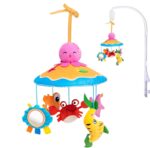 Crib Mobile Toy, Baby Crib Toy Mobile Bell Hanger, Rotating Cute Animal Nursery Decor, Educational Toys for Girls Boys, Stroller Accessories