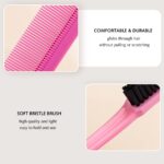 3 Pcs Slick Back Hair Brush Set with Edge Brush, Rat Tail Comb, Bristle Brush, Teasing Brush Set for Smoothing Baby Hair & Flyaways (pink) - Image 5