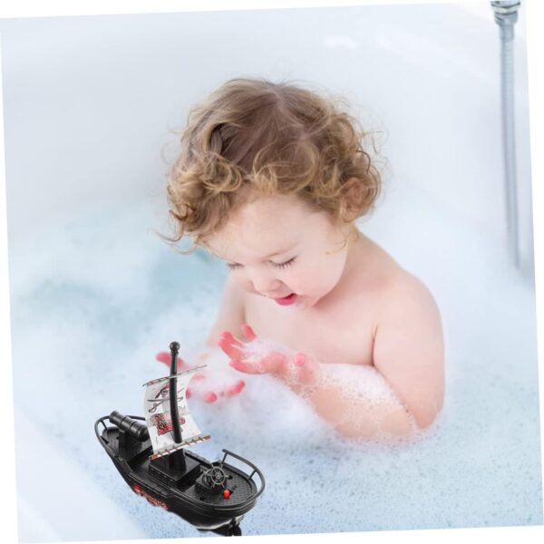 2pcs Baby Bath Toys Pirate Boat Wind Up Floating Bath Toys Bathtub Plastic Toy Boat Swimming Pool Water Toys for Party Favors Toddler Kids Black - Image 4