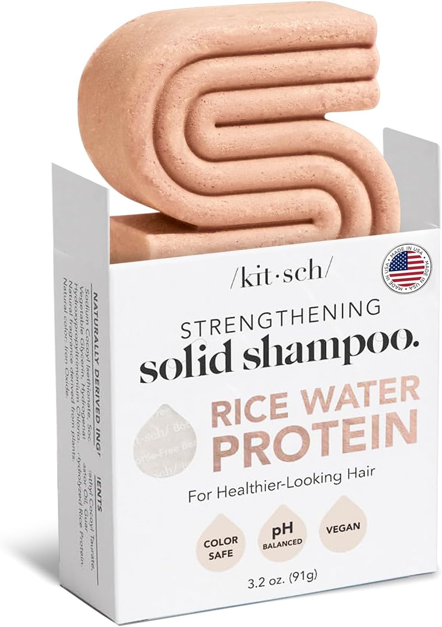 6105HKJMDL._AC_SL1250_.jpg Kitsch Shampoo Bar with Rice Water – Solid Bar Shampoo for Hair Thickening, Strengthening and Moisturizing, Rice Water shampoo bars for Thinning Hair, Paraben-Free, Hair Care, Made in USA, 3.2 oz - Image 1