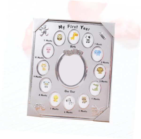 ibasenice 12 Months Baby Photo Frame Personalized Baby 1 Year Picture Frame Home Decor 30x25cm Silver - Image 9