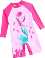 WYTbaby Baby Girls Swimming Costume One Piece Toddler Swimsuit Long Sleeve Uv Protection Summer Swimsuit for Toddler Girls 9 Months-3 Years
