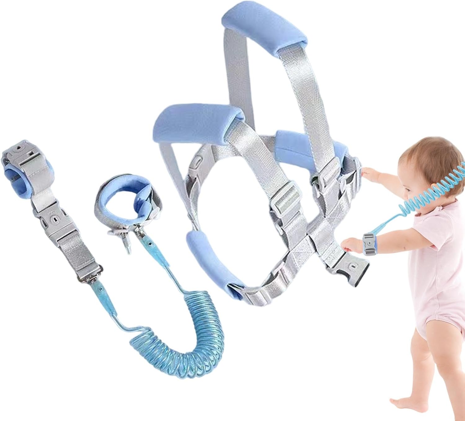 610GNyQK7IL._AC_SL1500_.jpg Toddler Safety Harnesses & Leashes - Glow-in-The-Dark Safety Harnesses Wrist Link - Baby Anti Lost Harness Belt Strap, Kids Walking Wristband Assistant, Baby Walking Holder - Image 1