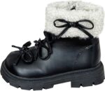 Children's Girls Winter Shoes Baby Children Plush Winter Boots Cuddly Fleece Lining Warm Booties for Toddlers Winter Outdoor Snow Boots Children Winter Barefoot Shoes Low Shoes