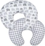 Winmany Baby Nursing Pillow Cover Infant Removable Breastfeeding Pillow Cover Cute Pattern Newborn Nursing Pillowcase Slipcovers Cushion Cover for Girls Boys 22.5 x 18 (Gray Elephant)