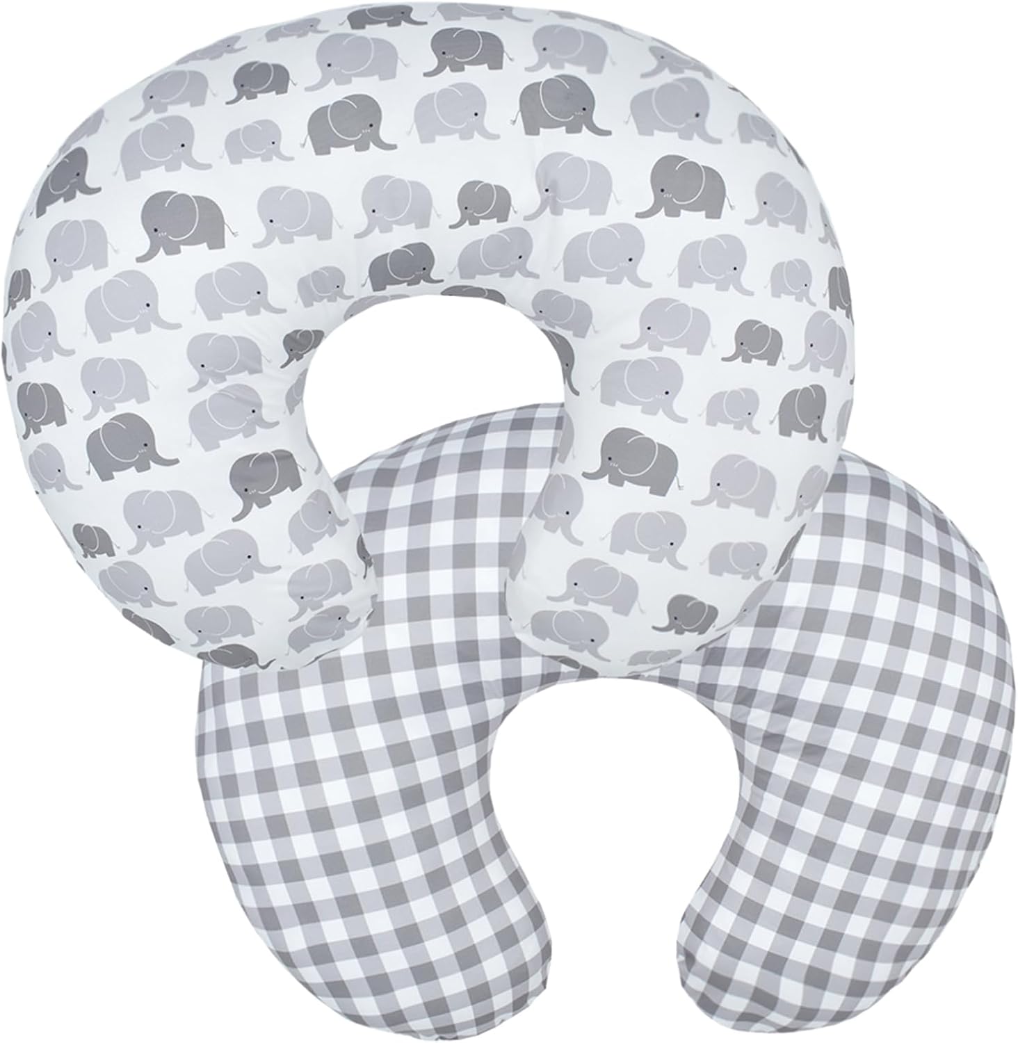 610V1xUN9gL._AC_SL1500_.jpg Winmany Baby Nursing Pillow Cover Infant Removable Breastfeeding Pillow Cover Cute Pattern Newborn Nursing Pillowcase Slipcovers Cushion Cover for Girls Boys 22.5 x 18 (Gray Elephant) - Image 1