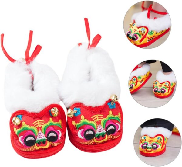 LIFKOME Toddler Shoes Baby Walking Shoes Tiger Design Soft Fleece Material Warm and Comfortable Red 17 Months Non-slip Sole Present - Image 8