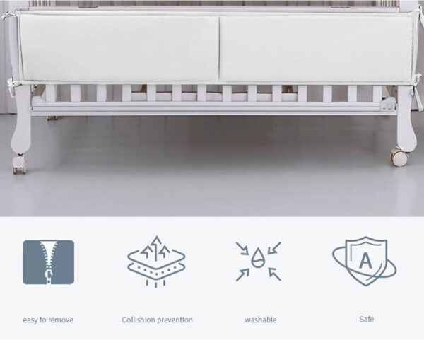 Toddlers Bed Rail Guard,Anti Collision Soft Wrap Bed Rails for Standard Crib (White) - Image 6