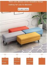 Storage Ottoman Footstool Bench with Folding Lid and Linen Upholstery Toy Box Chest Cube Organizer Removable Seat Cover for Living Room Storage - Image 5