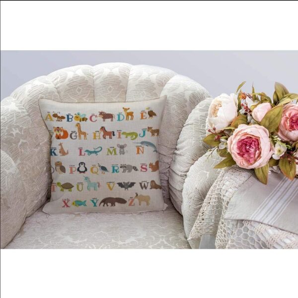 HGOD DESIGNS Cushion Cover Alphabet Cute Zoo Alphabet with Animals Throw Pillow Cover Home Decorative for Men/Women Living Room Bedroom Sofa Chair 18X18 Inch Pillowcase - Image 3