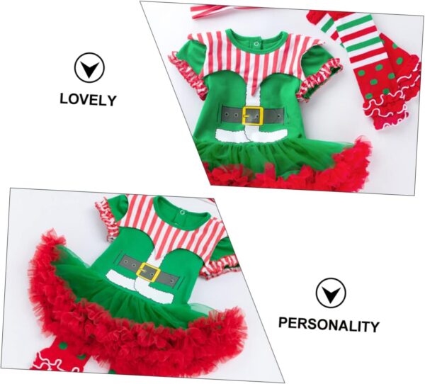 OATIPHO Baby Toddler Costumes Dress Set 3-6 Months Christmas Clothes Baby Dress Set Breathable Gauze Collar Christmas Atmosphere Green - Image 5