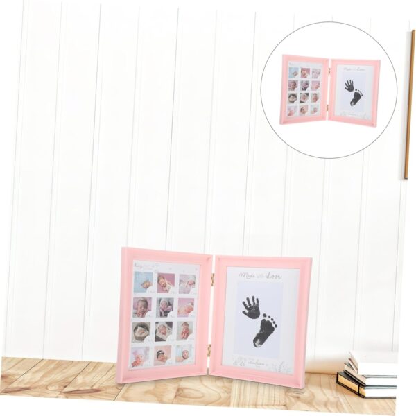 Vaguelly Newborn Milestone Photo Frame Handprint and Footprint Keepsake Picture Holder Double Fold Growth Display for Days Full Moon and First Year Memories - Image 4