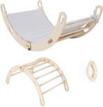 MAMOI® Toddler climbing frame indoor with cushion, Cushion for indoor climbing frame for toddlers, Baby kids climbing dome, Wooden climbing triangle for children from 1/2/3 years