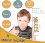 Bambebe Baby TV Remote Control Toy with Music Sound and Soft Light, Toddler Realistic Play TV Remote Toys Early Educational Learning Toy with 3 Language, Musical Baby Sounds Toys 6 12 18 Months - Image 4
