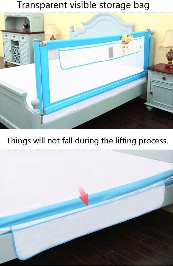 KISYHOLG Sturdy Bed Rail With Storage Bag, Extra Long Mesh Crib Rail For Toddlers, Vertical Lifting Infants Safety Guardrail - Image 3