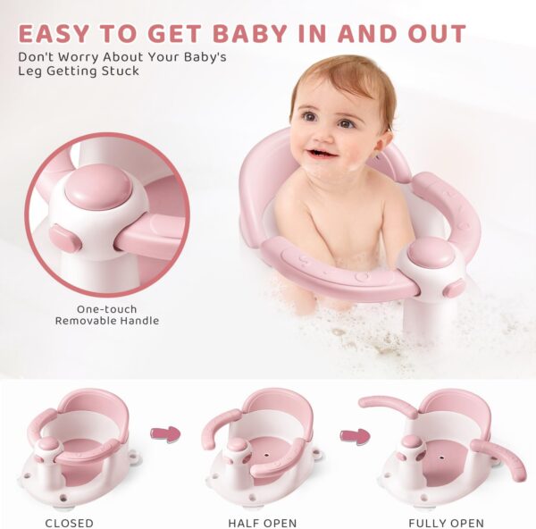 Baby Bath Seat, Infant/Toddler Sit Up Bathtub Seat for Baby 6-12-24 Months, Baby Bath Essentials Chair, Great Baby Shower Gifts for Newborn and New Mothers - Image 5