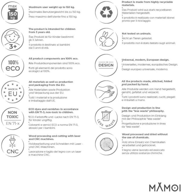 MAMOI® Climbing wall for kids, Wooden frame for toddlers, Play equipment with rock holds for toddler, Indoor baby and childrens frames from age 3 years old - Image 4