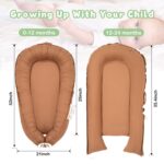 Baby Lounger for Newborn, Infant Lounger for 0-24 Months, Co Sleeper for Girls Boys, 100% Cotton Soft Adjustable Baby Floor Seat for Travel, Portable Baby Nest Lounger(Brown) - Image 4