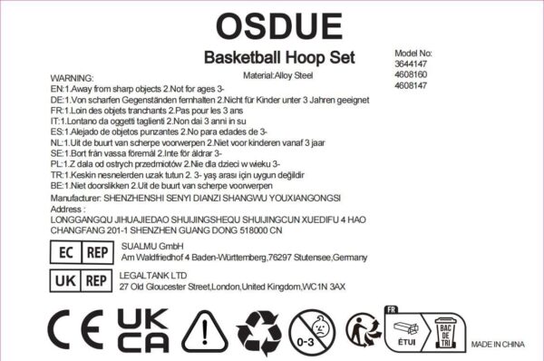 OSDUE Mini Basketball Hoop, Basketball Hoop for Kids, Indoor Basketball Hoop Toys with Net, 3 Balls, Air Pump, Electronic Scoreboard, for Door Bedroom Outdoor Mini Hoop Games Sport Toys Gifts-B - Image 10