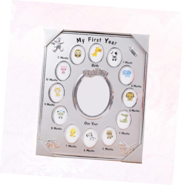 ibasenice 12 Months Baby Photo Frame Personalized Baby 1 Year Picture Frame Home Decor 30x25cm Silver - Image 3