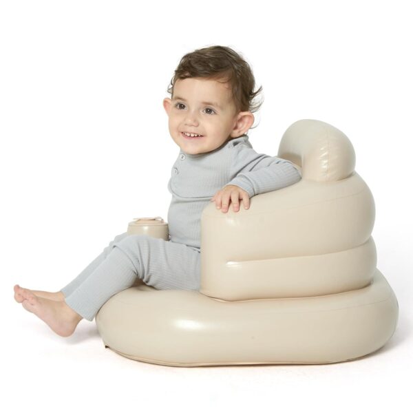 MINK Inflatable Baby Seat with Built-in Pump – Floor Seat for Infants 3 Months & Up, Blow Up Baby Chair,Ideal for Sitting Up and Learning to Play (Khaki) - Image 3