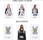 SONARIN Premium Breathable Baby Carrier with Storage Bag,Sunscreen Hood,Ergonomic,for Newborn to Toddler(0-48 Months),Head Support,Maximum Load 20kg,Front Facing Baby Carrier(Grey) - Image 7