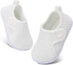 JIASUQI Baby Shoes Boys Girls Breathable First Walking Shoes Infant Soft Sneakers Crib Shoes Lightweight Slip On Shoes