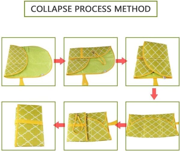 G-Tree Baby Changing Mat, Portable Diaper Changing Pad, Diaper Bag Mat, Foldable Travel Changing Station Stroller Strap, Carry Handle, Pockets for Wipes for Infants Newborns Grey - Image 5