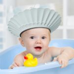 Baby Shower Cap Bathing Cap Safe Silicone Protection Bath Cap Soft Adjustable Visor Hat for Protector Head Eye Ear Shampoo Caps for Toddler,Baby, Kids,Children (Haze Blue) - Image 2