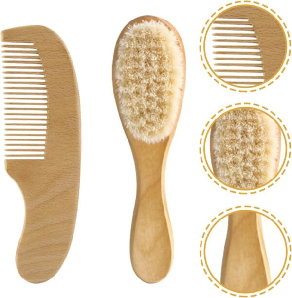 TOYANDONA 5 Sets Wool Brush Set Baby kit Toddler Suit Infant Hair Brush Baby Massage Scalp Brush Baby Hair Care Brush Baby Wool Brush Natural Wooden Comb Shampoo Comb Hair Comb Newborn Beech - Image 2