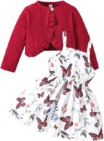 Similotey Baby Girl Dress Butterfly Print Sleeveless Dress and Coat 2Pcs Toddler Baby Girl Outfit Set