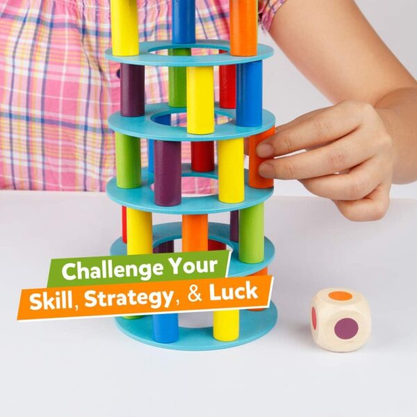 Coogam Wooden Leaning Tower Game - Tumbling Block Toppling Timber Stacking Tower Toy Games Gift for Kids - Image 5