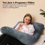 Chilling Home Pregnancy Pillows for Sleeping,U Shaped Maternity Pillow Pillow,55 inch Full Body Pillow Long Pillows for Sleeping, Maternity&Body Pillows for adults with Cover Velvet,Light Black - Image 4