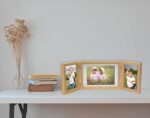 Triple Multi Photo Frame 2-6x4 and 7x5'', Hinged Foldable Picture Frames for Multiple Pictures 2-4x6 and 5x7'', Natural Wood effect College Picture Frame for Desktop Family Photo Farme. - Image 4