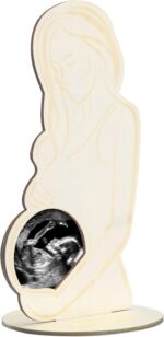 Navaris Pregnancy Scan Photo Frame - Baby Ultrasound Picture Frame - Pregnant Woman Wooden Keepsake Frame - Standing Frame or Hanging Wall Decoration