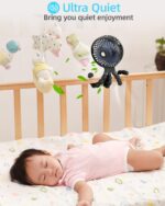 benpen Pram Fan Clip on Stroller Portable Baby Buggy Fan Cooling Pram Accessories,Battery Rechargeable Portable Personal Travel Fan Pushchairs Crib Bed Treadmill Baby Bike Seat Holiday Essentials - Image 5