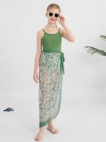 Naiyafly Girls One Piece Swimsuit with Cover Up Wrap Skirt Set Tropical Sequin Girls Swimsuit Cool Printed Bathing Suit Girls Beach Swimwear 9-14 Years - Image 2