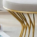 OLOTU Footstool Fashionable Generous Sofa Stool Round Footstool Dressing Stool Wrought Iron Frame Thick Material Ottomans - Image 2