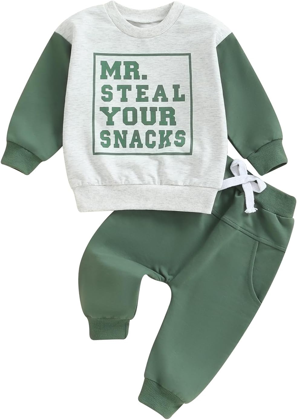 616-V0ThQZL._AC_SL1500_.jpg Carolilly Toddler Baby Boys Outfits T-Shirt Long Sleeve Letter Print Sweatshirts Pullover + Pocket Pants Set 2PCs Contrast Color Outfits Tracksuit Boys Clothing Sets - Image 1