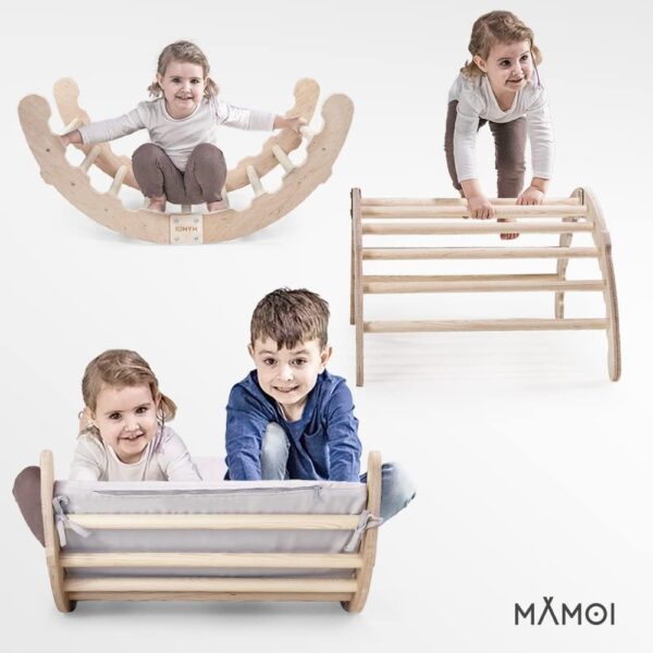 MAMOI® Toddler climbing frame indoor with cushion, Cushion for indoor climbing frame for toddlers, Baby kids climbing dome, Wooden climbing triangle for children from 1/2/3 years - Image 5