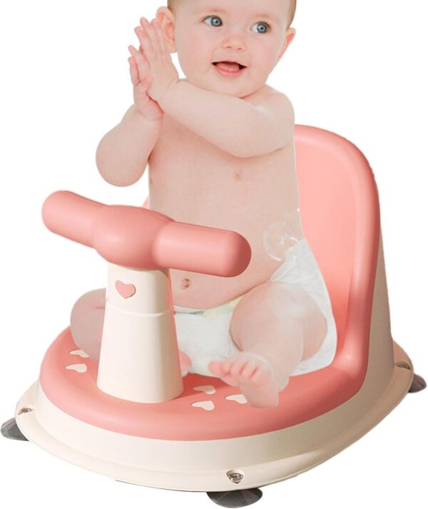 Baby Bath Seat 6 Months Plus Folding Stand Baby Bath Tub with Strong Suction Ergonomic Baby Bath Support Chair Non-Slip Baby Bath Chair, Stable Shower Chairs for Babies - Image 5