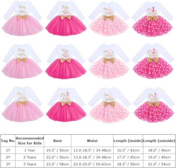 FYMNSI Baby Girls Toddler Kids 1st / 2nd / 3rd Birthday Party Dress Cotton Long Sleeve Bowknot Tutu Tulle Princess Dresses Photo Props - Image 7