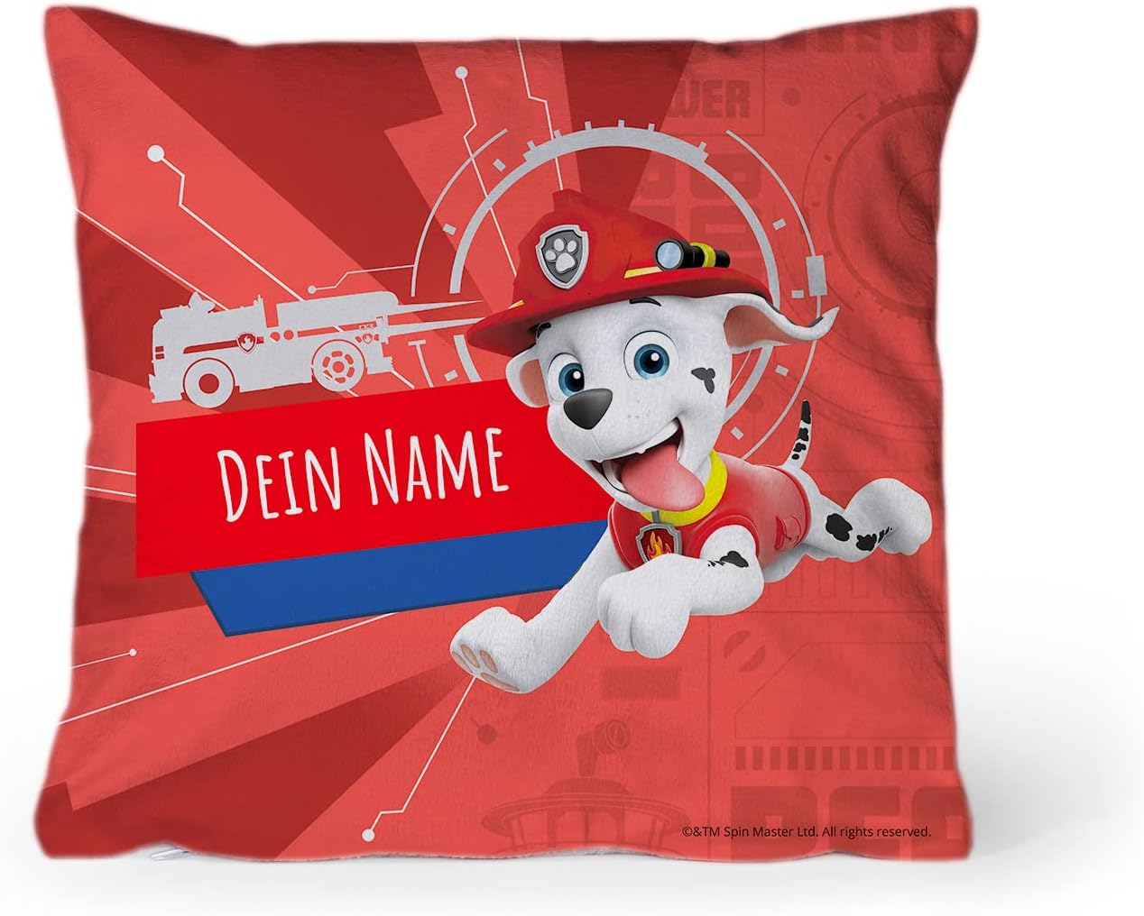 616gszQUdoL._AC_SL1500_.jpg PICANOVA – PAW Patrol Marshall Cushion with Name 30x30 cm – Kids' Personalized Cushion – Decorative Pillow with Filling and Pillowcase – Throw Pillow with Name – Children's Cushion with Dog Cartoon - Image 1