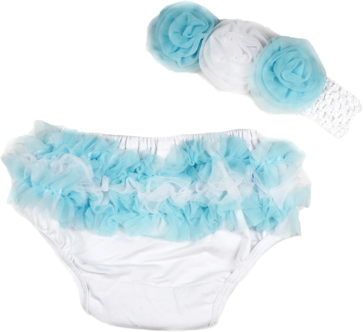616xq7yv9KL._AC_SL1329_.jpg Argentina Baby Light Blue White Polyester Bloomer Headband Set 6-24m - Image 1