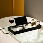 Bathroom Accessories Storage Shelf with Bathtub Tray for Bath Toys Dish Drainer Shampoo Soap Multifunctional Plastic Organizer Rack for Home (Black) - Image 5