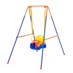 VEVOR 3-in-1 Toddler Swing Set with 4 Sandbags, Foldable Metal Stand, Easy to Assemble, Swingset Indoor/Outdoor for Kids Aged 3+, Blue+Yellow, 9.35 kg - Image 9