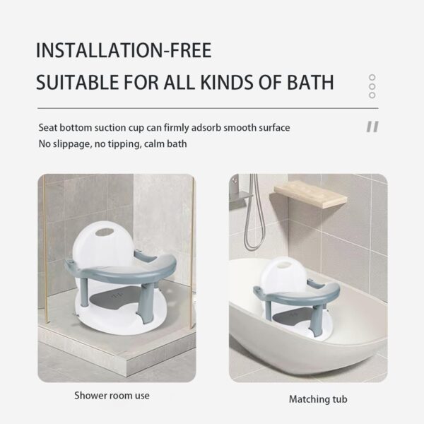 Bath Seats for Babies Sitting Up, Baby Bath Seat Foldable Non-Slip Children's Bath Chair PP Sit-Up Baby BathingChair for 6-18 Months Babies - Image 4
